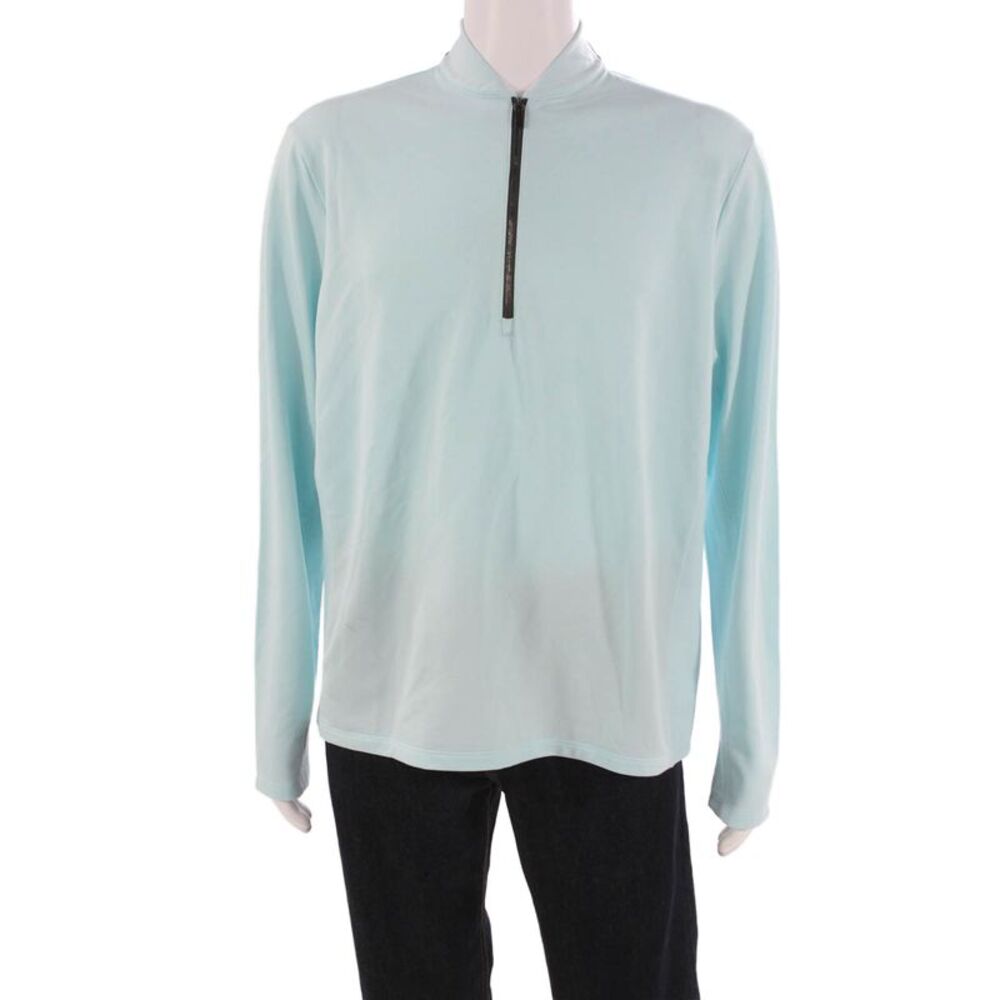 Greyson Mens Pullover Mock Neck Long Sleeve Nylon Zip T-Shirt Blue Size L